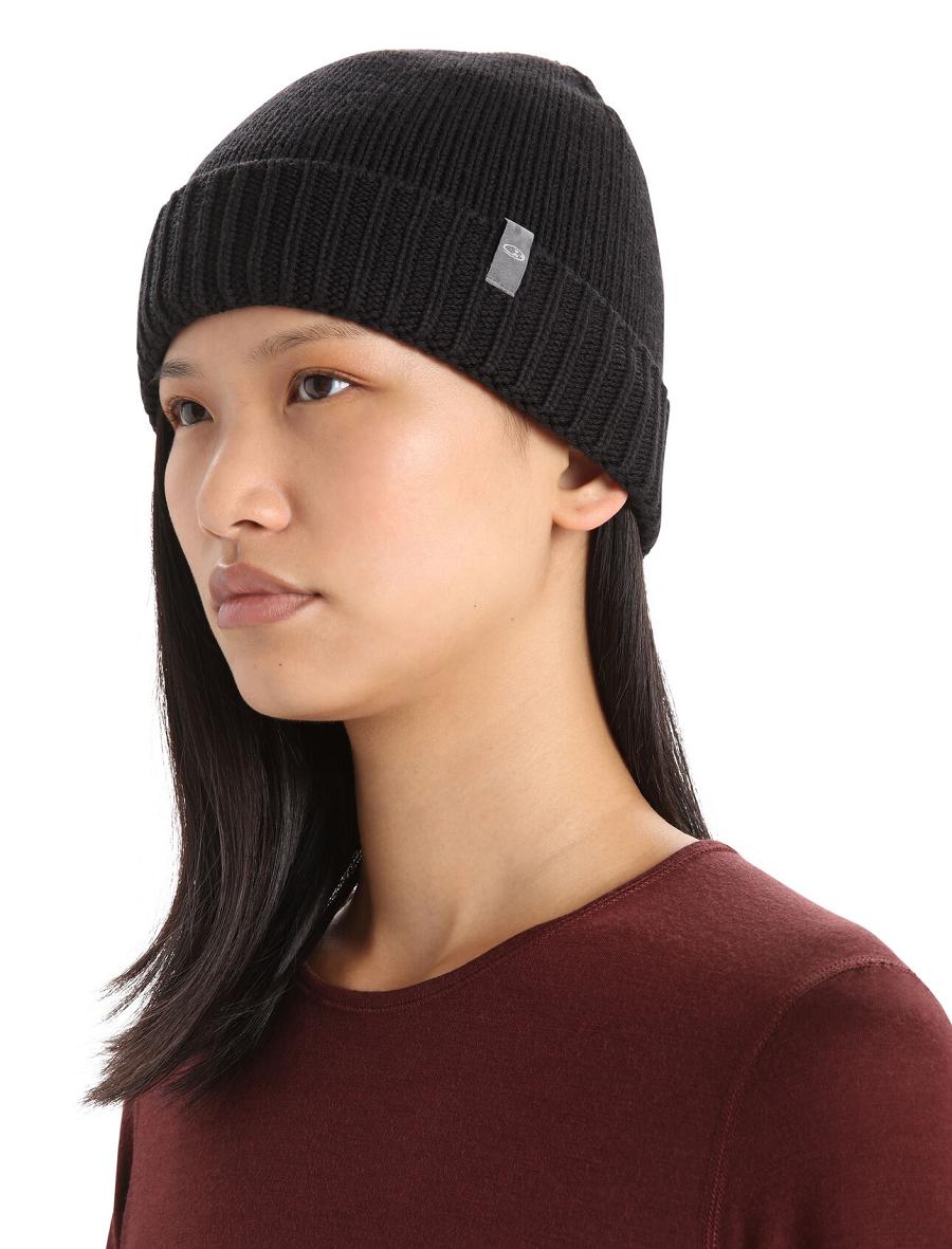 Chapeaux Icebreaker Unisex Merino Vela Cuff Beanie Femme Noir | FR 1475VRWD